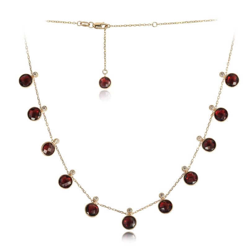 14KY ROUND GARNET NECKLACE WITH DIAMOND